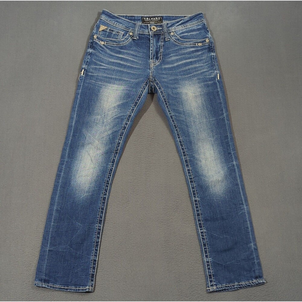 Salvage Jeans Men's 29s Blue Havoc Straight Slim Fit Denim